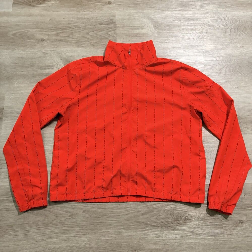 Nike Running Womens Sz Large Red Dri-Fit Icon Clash Windbreaker Full Zip Jacket